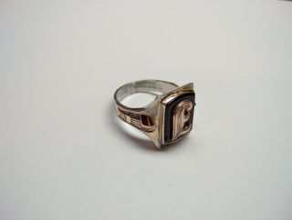 Vintage Sterling Silver,  10k Gold Monogram Ring