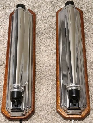 Vintage Art Deco Mid Century Chrome Plug In Wall Sconce Lamps