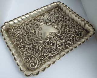 Decorative Large Heavy 209g English Antique 1904 Solid Sterling Silver Tray