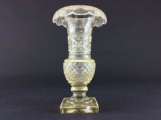 Antique French Baccarat Clear Crystal Diamond Cut Glass Vase Empire Circa 1900