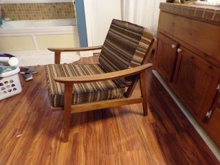 Danish Mid - Century Modern Hardwood Teak Lounge Chair Spring Web