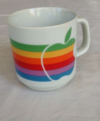 Vintage 1980s Apple Computer Coffee Mug Macintosh Rainbow