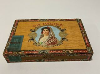 Vintage La Palina Major Wooden Cigar Box Tax Stamp 9” X 5 1/2” X 1 1/2”