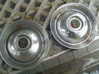 Two 1947 1948 1949 1950 Vintage Antique 16 In.  Cadillac Hubcaps Wheel Covers