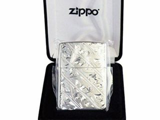 Zippo Oil Lighter Sterling Silver Arabesque Double Sided Hand Carved Limited