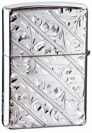 Zippo Oil Lighter Sterling Silver Arabesque Double Sided Hand Carved Limited 2