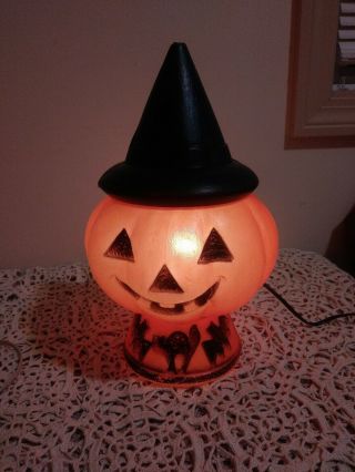 Vintage Halloween Jol Jack - O - Lantern - Black Cat - Witches Hat Blow Mold