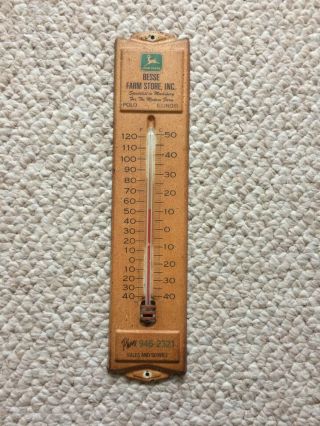 Vintage Red And White John Deer Metal Thermometer From Polo Illinois