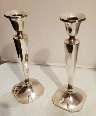 Elegant Art Deco Pair Baldwin Miller (b&m) Sterling Silver Weighted Candlesticks