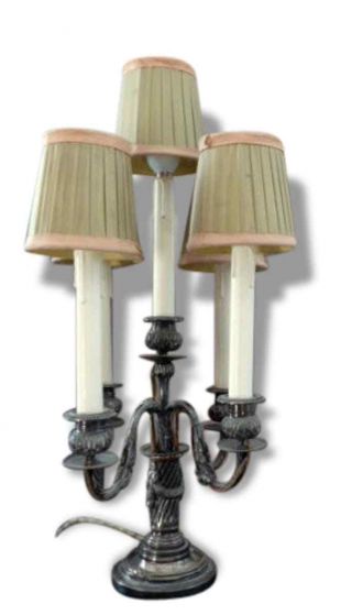 Antique French Bronze Candelabra Lamp 5 Lights Luxury Louis Xvi Pattern