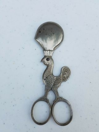 Vintage Collectible German Solingen Rooster Silver - Tone Cigar Cutter