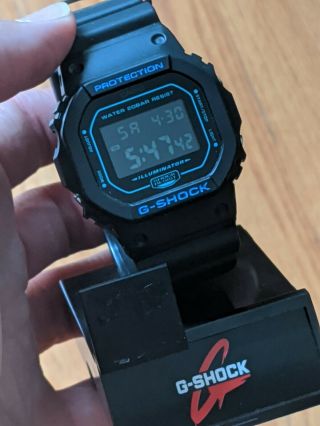 Casio G - Shock Classic 5600 Series Black & Blue Digital Sports Watch Dw5600bbm - 1