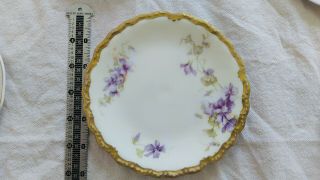 Limoges Bh France Purple Floral Small Plate Gold Edges Vintage Antique
