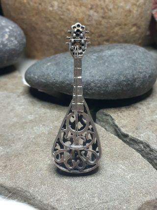 Vintage 9.  3g 2.  5 " Guitar Mandolin Music Instrument Miniatures 800 Sterling Silver