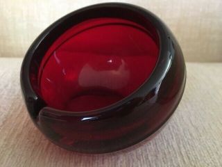 Vintage Viking Art Glass Orb Ashtray Ruby Red