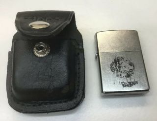Vintage Zippo Lighter And Leather Case/holder With Belt Loop And Snap