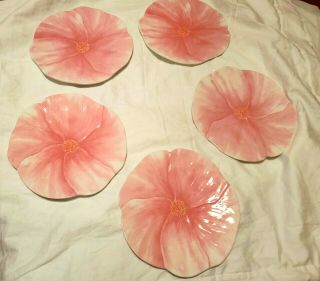 Dive (5) Vintage Tar - Hong Melamine Figural Flower Plates Pink (hibiscus?)