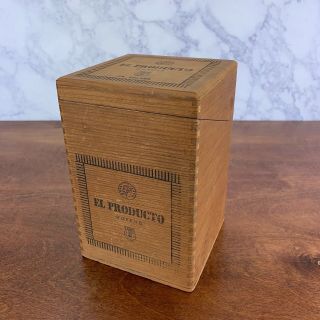 Vintage El Producto Queens Cigar Box - Wooden Hinged Dovetailed Corners Upright