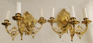 Antique French Louis Xv Style Solid Bronze Sconces.  (1297)
