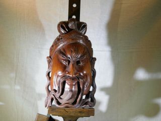 Antique Chinese Indigenous Hand Carved Wood Sculpture Statue Of Mask