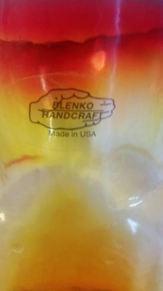 Vintage Blenko TANGERINE Glass Double Spout 8 
