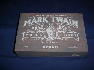 Mark Twain Memior Empty Wooden Cigar Box (20 Hand Made No.  3,  6 1/4 " X 64)