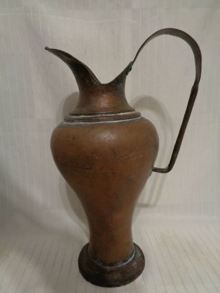 Stickley Brothers Arts & Crafts Hammered Copper Handled Ewer 90 14 " Tall