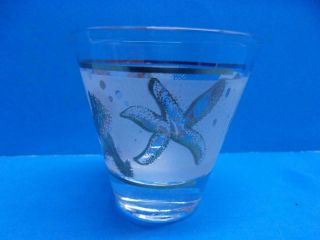 Vintage Libbey Frosted Gold Shot Glass Seashells Starfish Coral Marine Life Rare