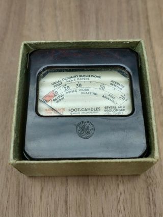 Vintage Ge General Electric Light Meter Bakelite Case & Box 1935 Edison