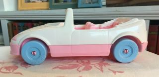 Vintage 1992 Playskool Dollhouse White & Pink Convertible Car In Great Cond.