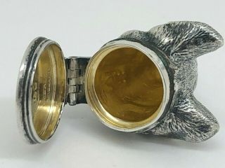 Vintage Tiffany & Co.  English Sterling Silver Dog Head Pill Box W/ Gold Wash 3