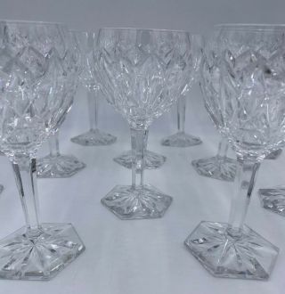 Val St Lambert Siebel Fantaisie Crystal Wine Water Glass Goblets Cut Signed 12