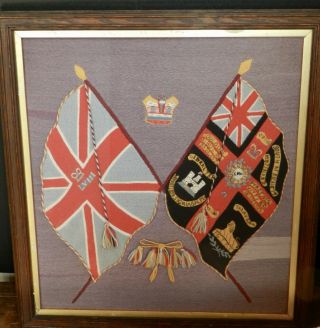 Very Good 19th Century British Sailors " Woolie " Maritime Needlework Picture