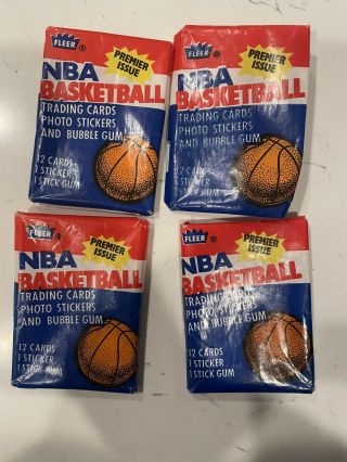 1986 - 87 Fleer Basketball Wax Pack Wrapper - 4 Wrappers