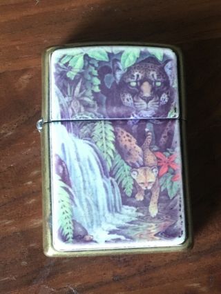 Vtg ‘95 Zippo Lighter Limited Edition " Mysteries Of The Forest " Art Hinged,  Holes