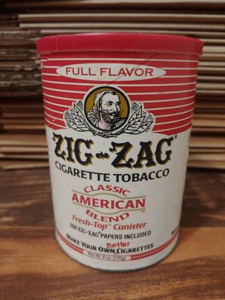 Vintage Classic Zig - Zag Light Cigarette Tobacco Can Tin Collectible Red & White