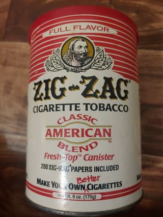 VINTAGE Classic Zig - Zag Light Cigarette Tobacco Can Tin Collectible Red & White 2