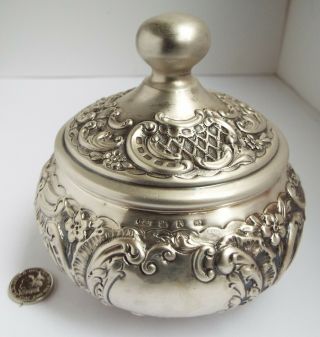 Fine Large Decorative English Antique Victorian 1897 Solid Silver Tea Caddy Box