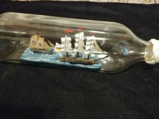 Vintage Ship In A Bottle Square With Chinese Writing As Pictures Show 2 Ships