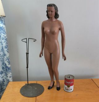 Antique 1930s/40s Miniature Mannequin 22 " Woman For Store Countertop/lingerie