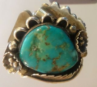 Antique Sterling Silver & Turquoise Art Deco Pendant - 14.  4 g - Western Bolo Tie 2
