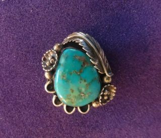 Antique Sterling Silver & Turquoise Art Deco Pendant - 14.  4 g - Western Bolo Tie 3
