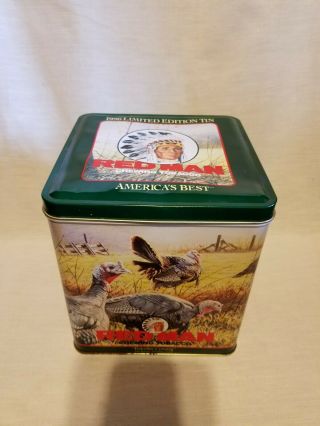 Vintage Collectible Tobacco Tin,  Red Man,  1996,  Wild Turkey,  Limited Edition
