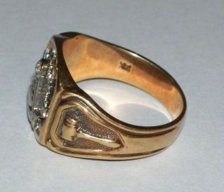 Vintage 1930 ' s - 40 ' s 14K Gold Masons Past Master Ring with Diamond 3