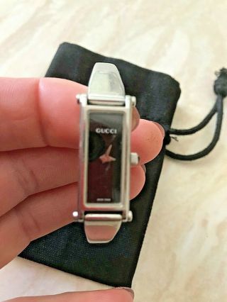 Gucci Ladies Stainless Steel Bangle Watch With Black Face