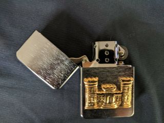 Us Army Gold Corps Of Engineers Emblem Brushed Chrome Military Lighter