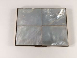 Vintage Cigarette/card Holder Art Deco Mother Of Pearl And Brass Compact
