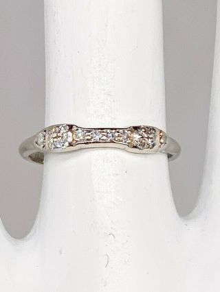 Antique 1940s Signed Granat.  33ct Vs G Diamond Platinum Wedding Band Ring