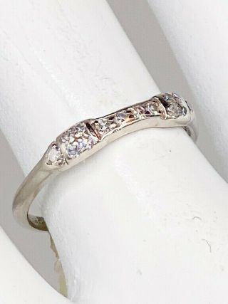 Antique 1940s Signed GRANAT.  33ct VS G Diamond Platinum Wedding Band Ring 2