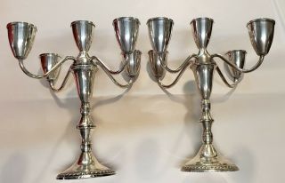 Duchin Creation Weighted Sterling Silver 5 Light Candelabras 10 Inches